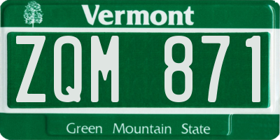 VT license plate ZQM871