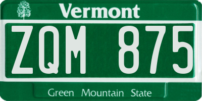VT license plate ZQM875