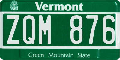 VT license plate ZQM876