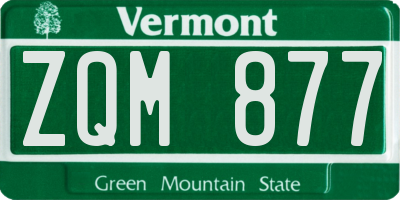 VT license plate ZQM877