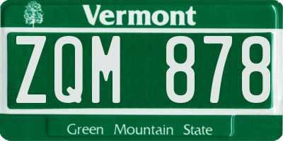 VT license plate ZQM878