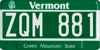 VT license plate ZQM881