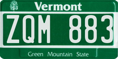 VT license plate ZQM883
