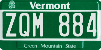 VT license plate ZQM884