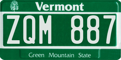 VT license plate ZQM887