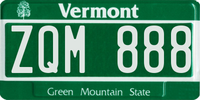 VT license plate ZQM888