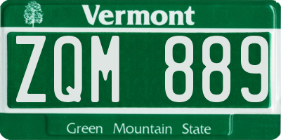 VT license plate ZQM889