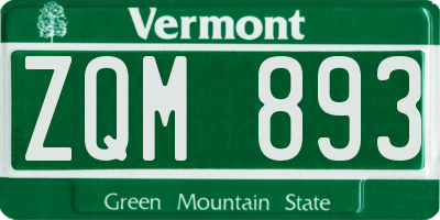 VT license plate ZQM893