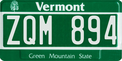 VT license plate ZQM894
