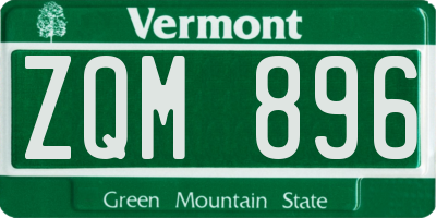 VT license plate ZQM896