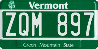 VT license plate ZQM897