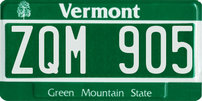 VT license plate ZQM905