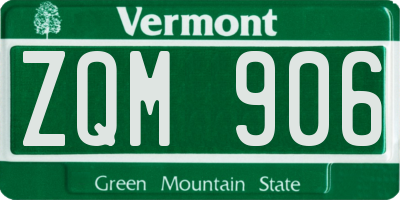 VT license plate ZQM906