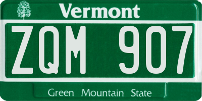 VT license plate ZQM907