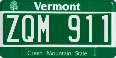 VT license plate ZQM911