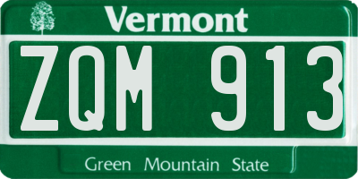 VT license plate ZQM913