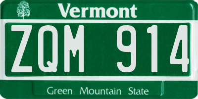 VT license plate ZQM914