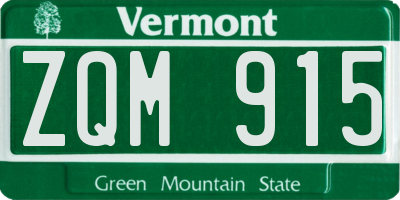 VT license plate ZQM915