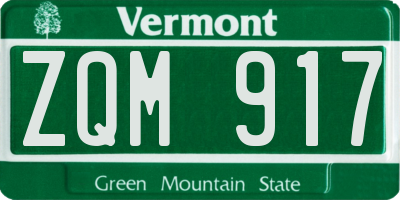 VT license plate ZQM917