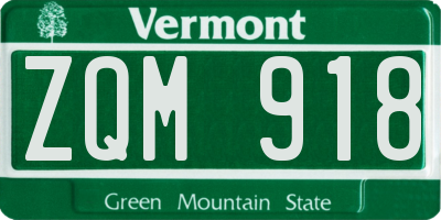 VT license plate ZQM918
