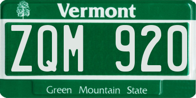 VT license plate ZQM920