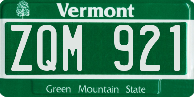 VT license plate ZQM921