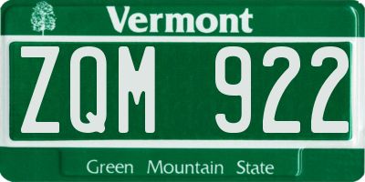 VT license plate ZQM922