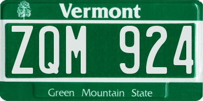 VT license plate ZQM924