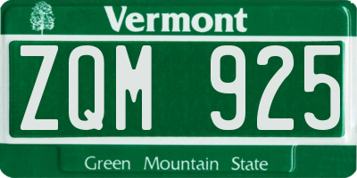 VT license plate ZQM925