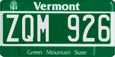 VT license plate ZQM926