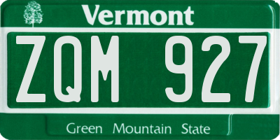 VT license plate ZQM927