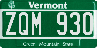 VT license plate ZQM930