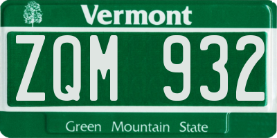 VT license plate ZQM932