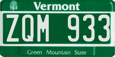 VT license plate ZQM933
