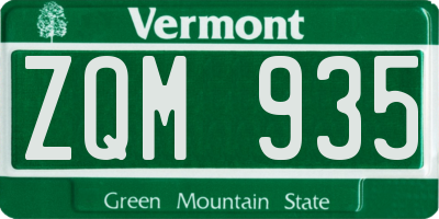 VT license plate ZQM935
