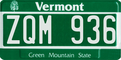 VT license plate ZQM936