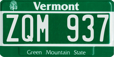 VT license plate ZQM937