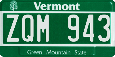 VT license plate ZQM943