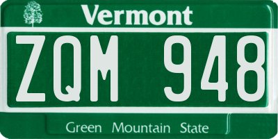 VT license plate ZQM948