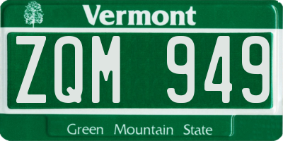 VT license plate ZQM949