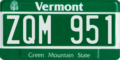 VT license plate ZQM951