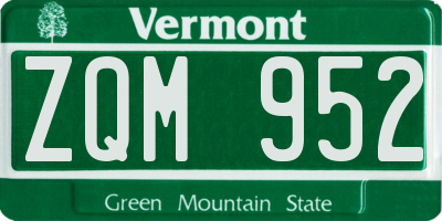 VT license plate ZQM952