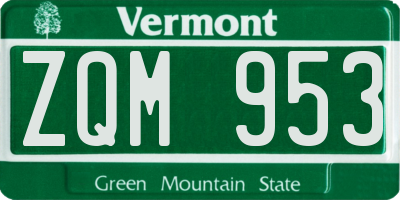 VT license plate ZQM953