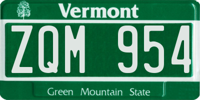 VT license plate ZQM954