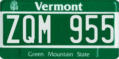 VT license plate ZQM955
