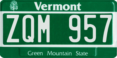 VT license plate ZQM957