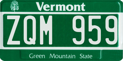 VT license plate ZQM959