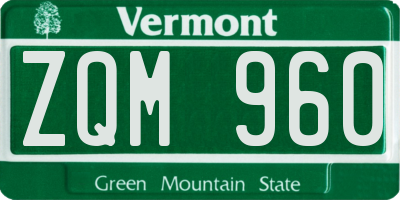 VT license plate ZQM960