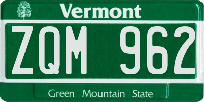 VT license plate ZQM962