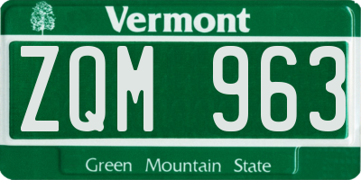 VT license plate ZQM963